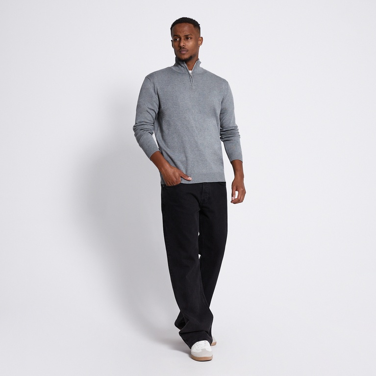 Half-zip knit sweater "Thin" Grey Melange 2